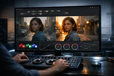 Free Course Image DaVinci Resolve 19 Color Grading Masterclass in Hindi) - Nodes, Curves, Masks, CST and Workflow
